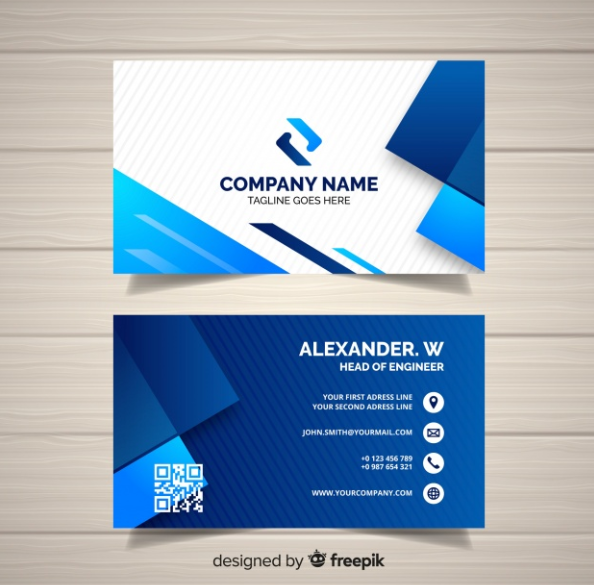 Contoh Kartu Nama - Business Card Template With Geometric Shapes Contoh Kartu Nama - Business Card Template With Geometric Shapes
