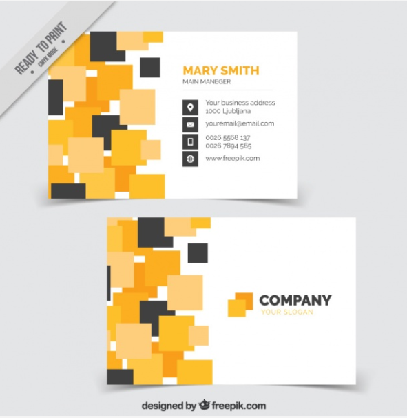 Template Kartu Nama - Modern Business Card With Squares Template Kartu Nama - Modern Business Card With Squares
