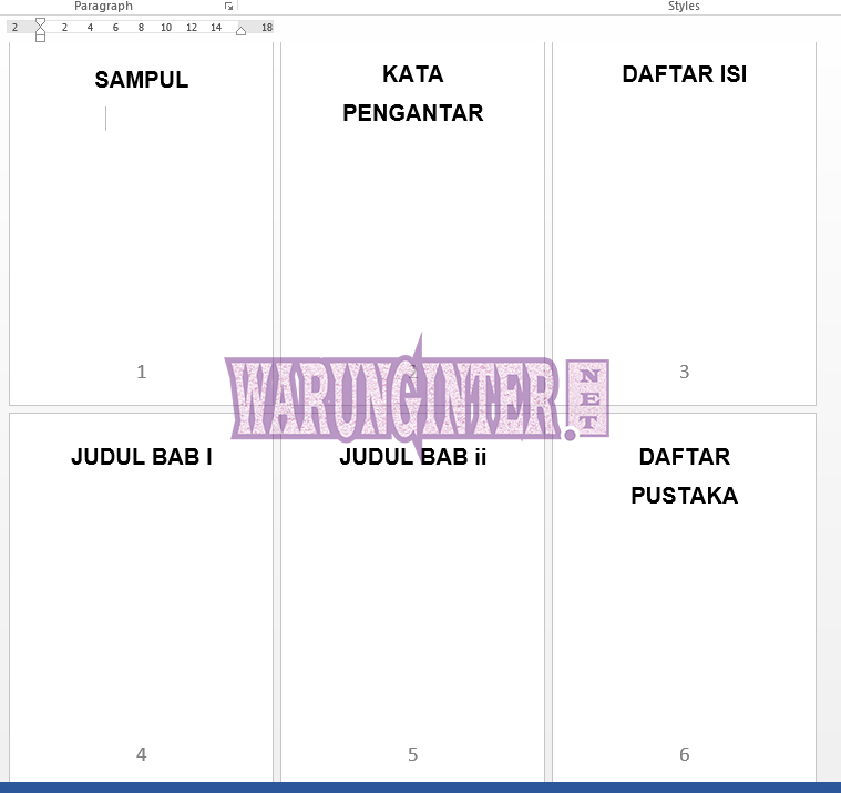3. Hasil membuat nomor halaman di word 3. Hasil membuat nomor halaman di word