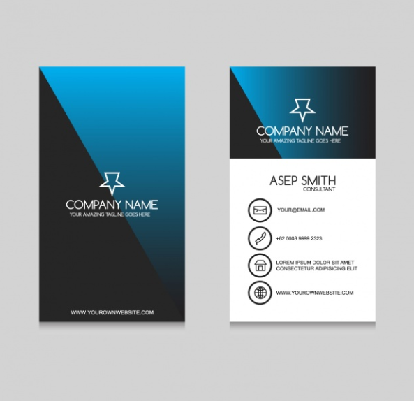Contoh Kartu Nama - Blue Black Business Card Design Contoh Kartu Nama - Blue Black Business Card Design