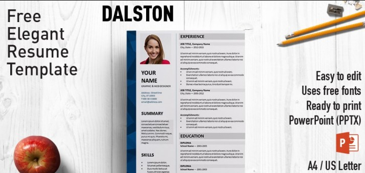 Contoh CV template PPT yang ketiga adalah Dalston Elegant Contoh CV template PPT yang ketiga adalah Dalston Elegant