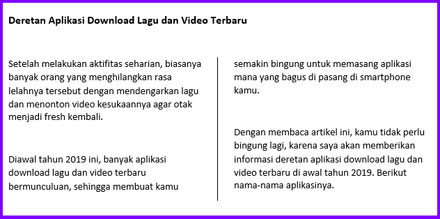 Hasil dari Membuat Garis Pemisah pada Kolom Hasil dari Membuat Garis Pemisah pada Kolom
