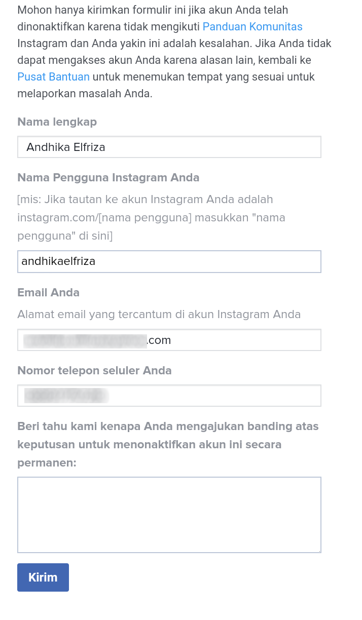 Mengembalikan Akun Instagram Yang Diblokir Mengembalikan Akun Instagram Yang Diblokir