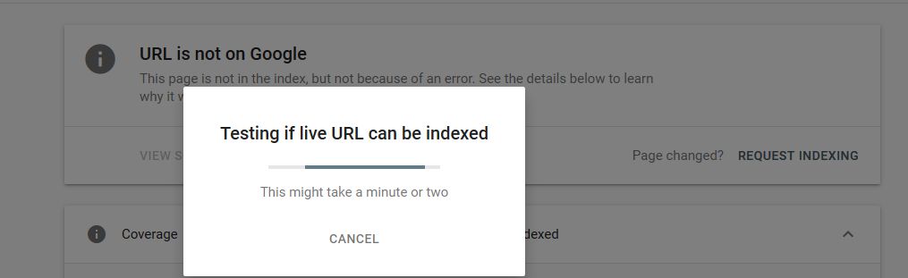 Proses Request indexing di google search console Proses Request indexing di google search console